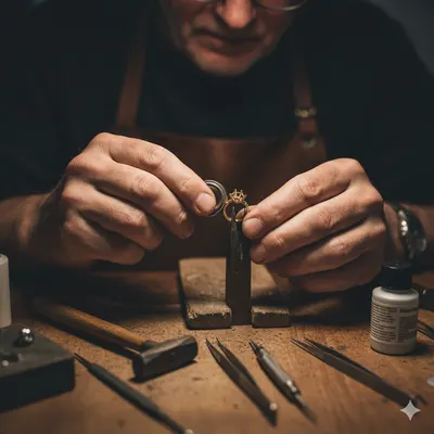 A jeweller crafting a piece by hand