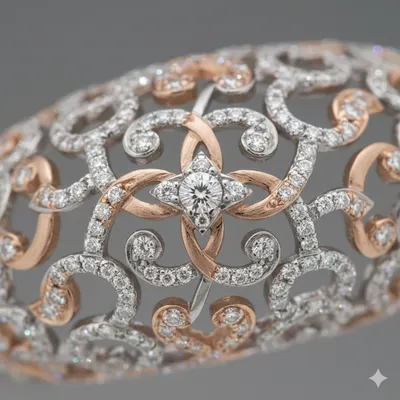 Custom diamond filigree design in progress